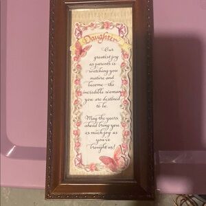 Heartfelt Daughter Sentiment Art Print with Brown Frame